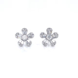 14K Rose Gold Diamond Flower Earrings (X-Small)