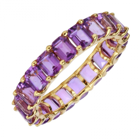 14K Yellow Gold Amethyst Gemstone Eternity Ring