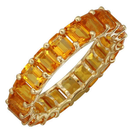 14K Yellow Gold Citrine Gemstone Eternity Ring-Rings-superbell-