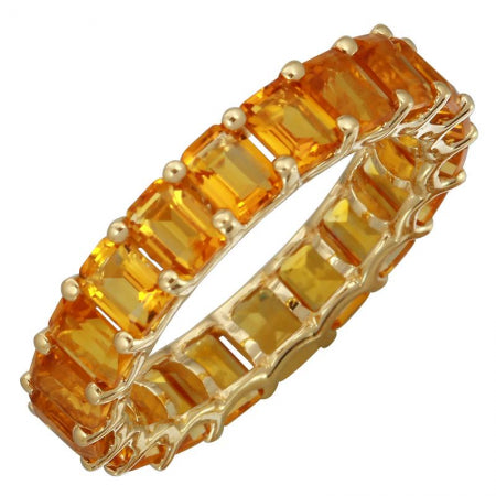 14K Yellow Gold Citrine Gemstone Eternity Ring