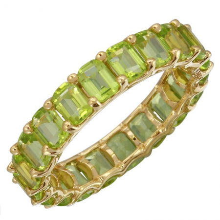 14k Yellow Gold Peridot Gemstone Eternity Ring