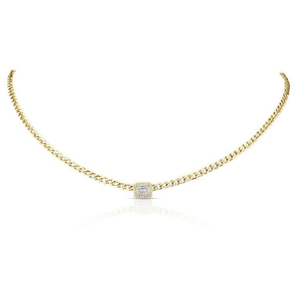 14K Yellow Diamond Chainlink Collar/Choker Necklace-Necklaces-aaron jewelry-