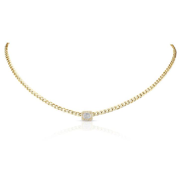 14K Yellow Diamond Chainlink Collar/Choker Necklace-Necklaces-aaron jewelry-
