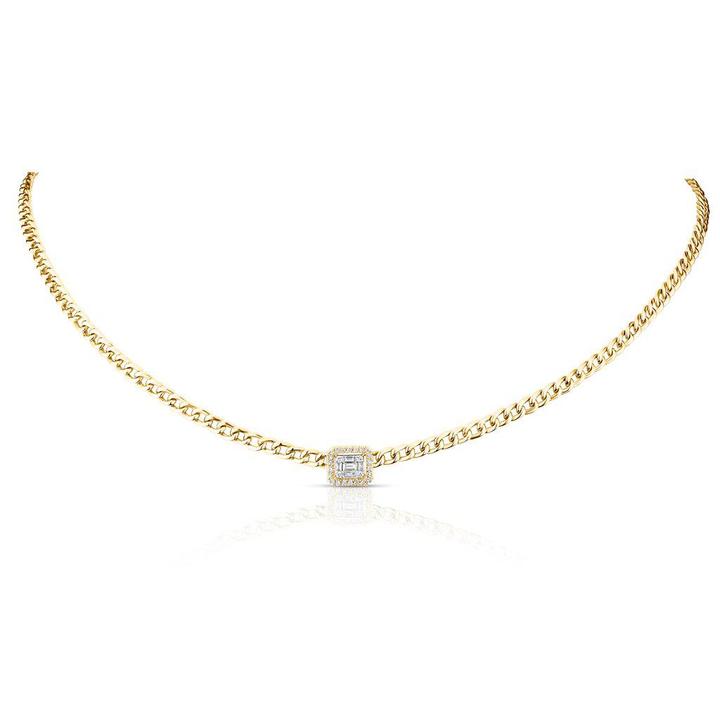 14K Yellow Diamond Chainlink Collar/Choker Necklace