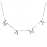 14K White Gold Diamond "Mama" Necklace-Necklaces-Maurice's Jewelers-WHITE GOLD-