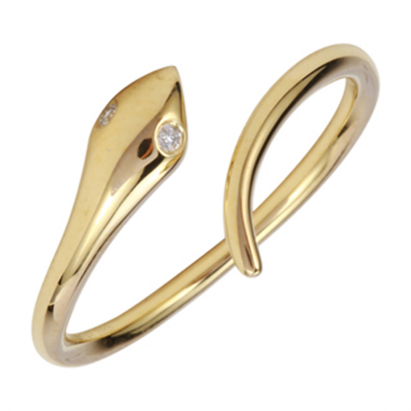 14k Yellow Gold Snake Diamond Ring