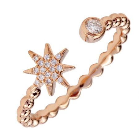 14K Rose Gold Diamond Star Ring-Rings-Maurice's Jewelers-