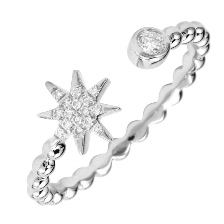 14K White Gold Diamond Star Ring