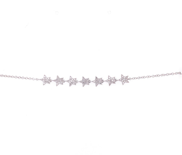 14K White Gold Diamond Star Bracelet-Bracelets-majolie-