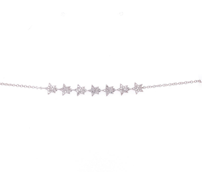 14K White Gold Diamond Star Bracelet-Bracelets-majolie-