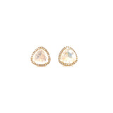 14K Yellow Gold Diamond + Moonstone Trillion Stud Earrings-EARRINGS-majolie-