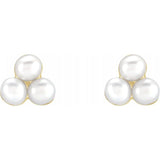 14K Yellow Gold Triple Pearl Cluster Earrings-Earrings-Maurice's Jewelers-