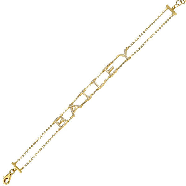 14k Yellow Gold Diamond Personalized Bracelet (7.5MM)- Customize Yours!-Bracelets-superbell-
