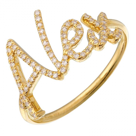 14k Yellow Gold Diamond Personalized Ring