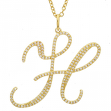 14K Yellow Gold Script Initial Diamond Necklace (Large)-Necklaces-superbell-H-
