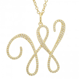 14K Yellow Gold Script Initial Diamond Necklace (Large)