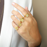 14K Yellow Gold Diamond Initial Signet Ring-Rings-superbell-