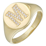 14K Yellow Gold Diamond Initial Signet Ring-Rings-superbell-M-