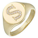 14K Yellow Gold Diamond Initial Signet Ring-Rings-superbell-