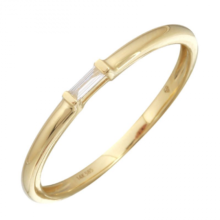 14K Yellow Gold Simple Baguette Diamond Ring-Rings-superbell-