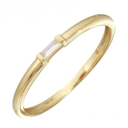 14K Yellow Gold Simple Baguette Diamond Ring