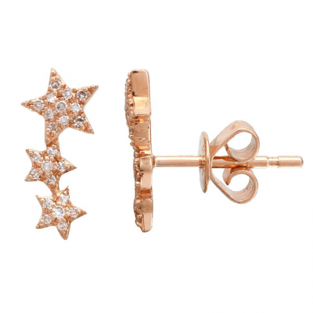 14K Rose Gold Star Diamond Earrings-earrings-Maurice's Jewelers-