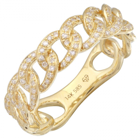 14K Yellow Gold Link Diamond Ring-Rings-superbell-