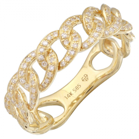 14K Yellow Gold Link Diamond Ring