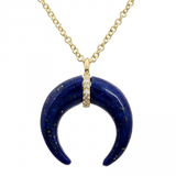 14K Yellow Gold Diamond Crescent Shell Necklace-Necklaces-superbell-LAPIS-