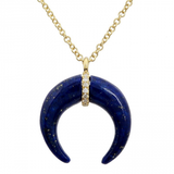 14K Yellow Gold Diamond Crescent Shell Necklace