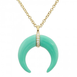 14K Yellow Gold Diamond Crescent Shell Necklace-Necklaces-superbell-TURQUOISE-