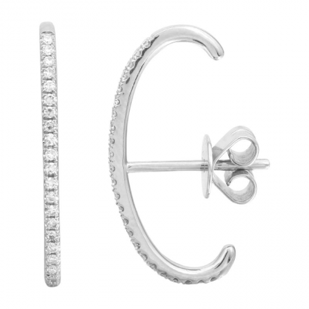 14K White Gold Long Huggie Diamond Single Earring-EARRINGS-Maurice's Jewelers-