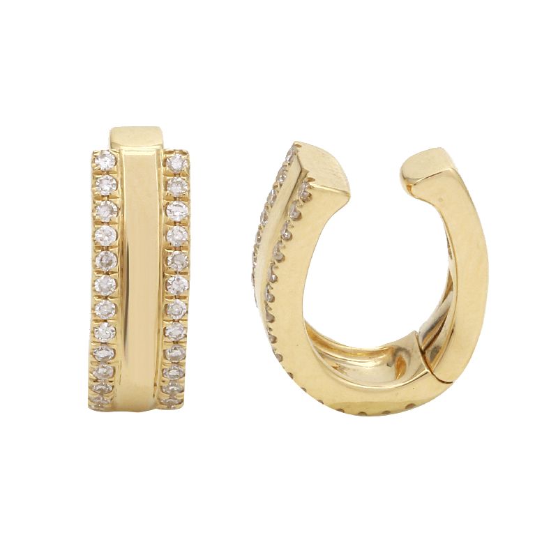 14K Yellow Gold Diamond High Polished Ear Cuff-EARRINGS-superbell-