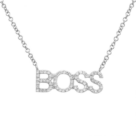 14K White Gold Diamond "BOSS" Necklace-Necklaces-Maurice's Jewelers-
