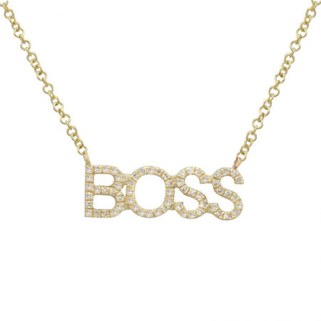 14K Yellow Gold Diamond "BOSS" Necklace