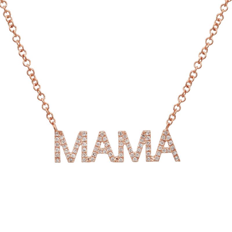 14K Yellow Gold Diamond "MAMA" Necklace