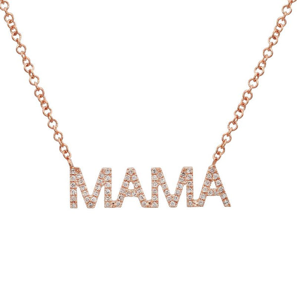 14K White Gold Diamond "MAMA" Necklace-Necklaces-Maurice's Jewelers-Rose Gold-