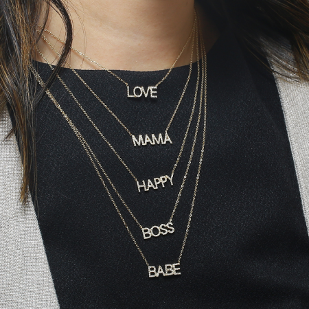 14K Yellow Gold Diamond "MAMA" Necklace-Necklaces-Maurice's Jewelers-