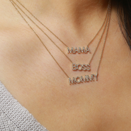 14K Yellow Gold Diamond "MAMA" Necklace-Necklaces-Maurice's Jewelers-