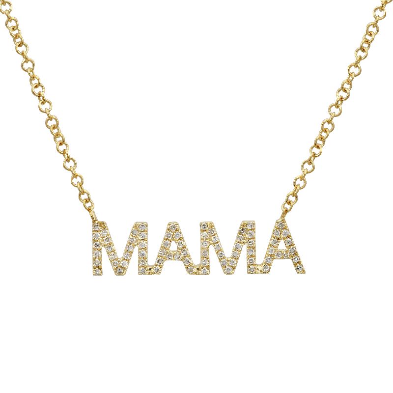 14K Yellow Gold Diamond "MAMA" Necklace