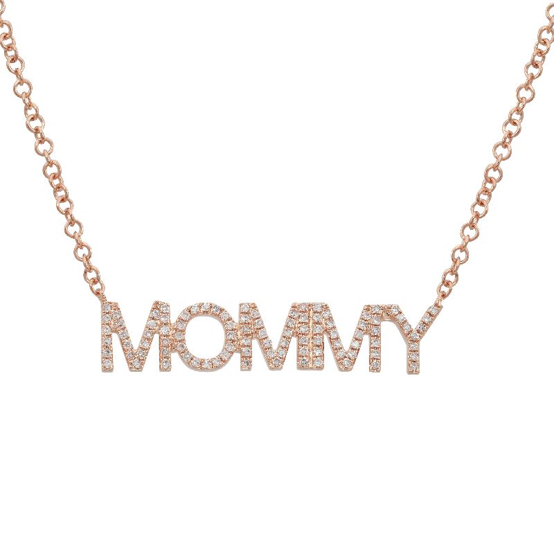 14K White Gold Diamond "MOMMY" Necklace-Necklaces-Maurice's Jewelers-Rose Gold-