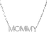 14K White Gold Diamond "MOMMY" Necklace-Necklaces-Maurice's Jewelers-White Gold-