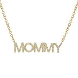 14K White Gold Diamond "MOMMY" Necklace