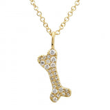 14K White Gold Diamond Dog Bone Pendant & Chain