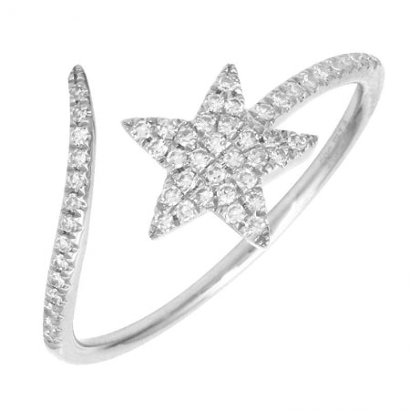 14K White Gold Diamond Shooting Star Ring