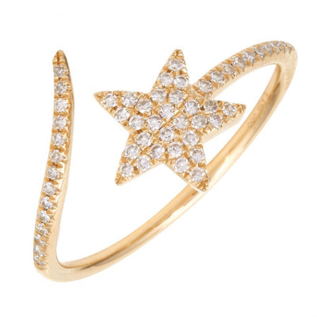 14k Yellow Gold Diamond Shooting Star Ring