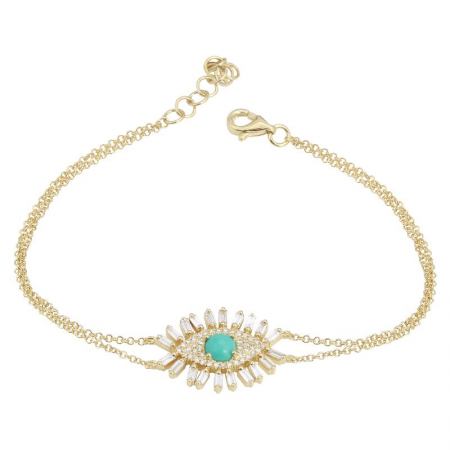 14k Yellow Gold Evil Eye Diamond Bracelet-Bracelets-superbell-