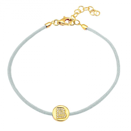 14K Yellow Gold Initial Diamond Cord Bracelet