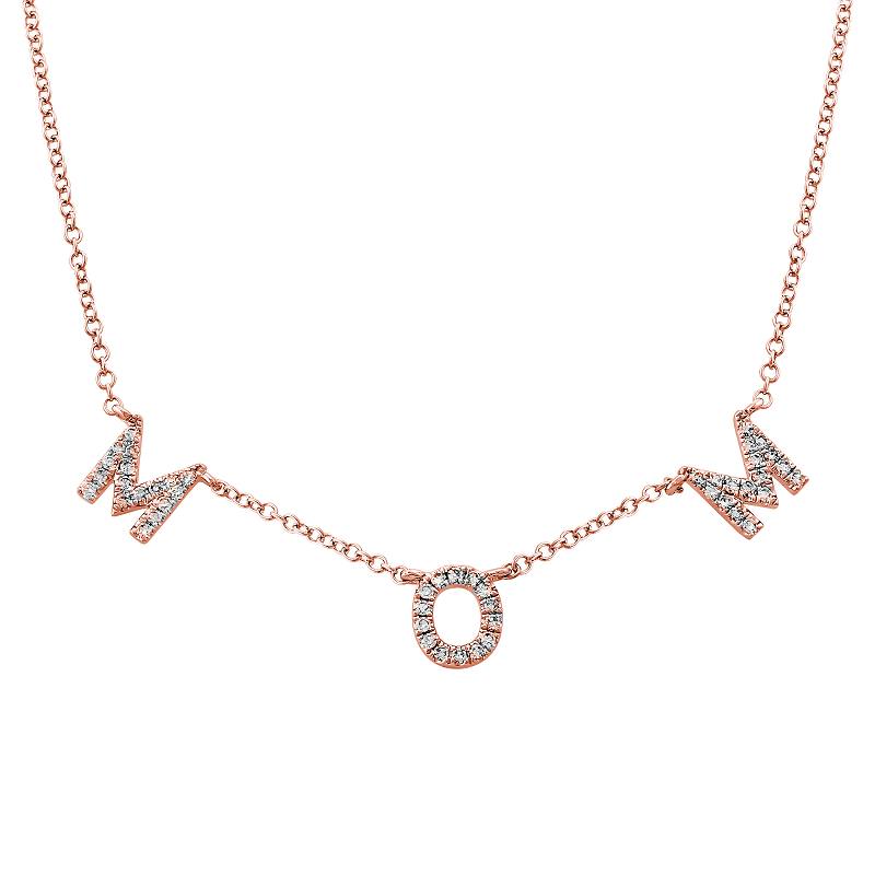 14K Rose Gold Diamond Mom Necklace-Necklaces-Maurice's Jewelers-ROSE GOLD-
