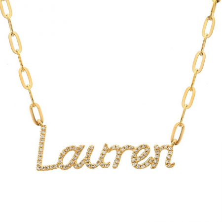 14k Yellow Gold Custom Diamond Link Chain Necklace-Necklaces-superbell-